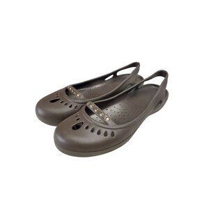 Crocs Perforated Design & Gold Stud Accents Size 10 Slip-On Sandals NEW